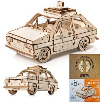 Little Story Drewniane POLSKIE Puzzle 3D Auto Samochód FSO Fiat 126P Maluch