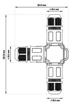 Wodoodporna mufa kablowa trzywlotowa ze złączem 3 torowym IP68 450V