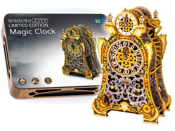 Drewniany Zegar Magiczny Puzzle 3D do samodzielnego montażu Wooden.City