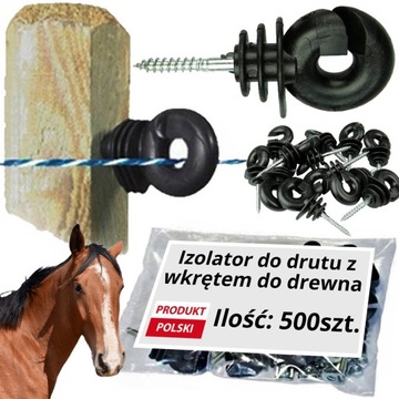 IZOLATORY DO DRUTU LINKI plecionki izolator do pastucha z wkrętem 500szt
