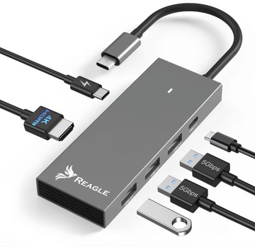 HUB USB-C HDMI 4K 60Hz 2K 144Hz 2x USB C PD 100W 3x USB 3.2 M1 M2