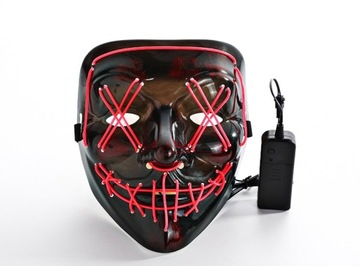 Светящаяся неоновая светодиодная маска для Хэллоуина, красная