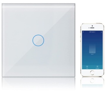 Настенный стеклянный выключатель WI-FI Smart TUYA, одинарный, белый