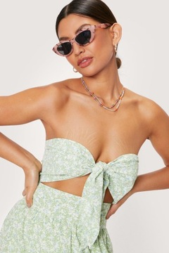 Nasty Gal Top Bandeau w Kwiaty Wiązany XL