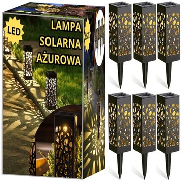 6x LAMPA SOLARNA AŻUROWA OZDOBNA WBIJANA LED OGRODOWA ZESTAW 6 SZTUK XXL