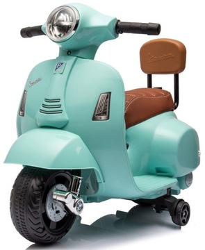 Jeździk na akumulator Skuter Vespa Oparcie LED Eko skóra 1x6V4,5Ah