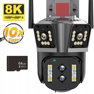 Zewnętrzna kamera bezpieczeństwa 10X Zoom 8K AI Track Four Lens