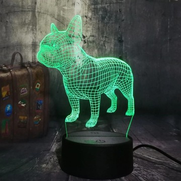 БУЛЬДОГ НОЧНАЯ ЛАМПА 3D СВЕТОДИОДНЫЕ ЦВЕТА ПУЛЬТ ДУ USB
