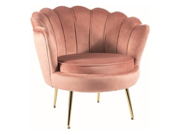 Fotel glamour CAMELLIA 1 VELVET antyczny róż/złoty stelaż
