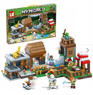 KLOCKI MINECRAFT 778EL MY WORLD DUŻA WIOSKA LED