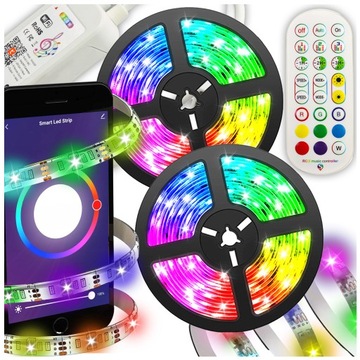 Taśma LED RGB5050 Kolorowa Aplikacja na Telefon Bluetooth WiFi Tuya 12V 10m