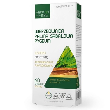 Medica Herbs WIERZBOWNICA Pygeum PALMA SABAŁOWA 600 mg 60 kaps PROSTATA