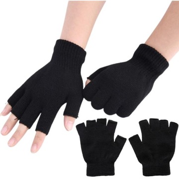 Rękawiczki BEZ PALCÓW bawełniane OCIEPLANE zimowe
