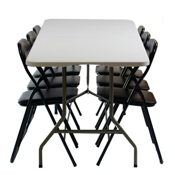 ZESTAW STÓŁ OGRODOWY ROZKŁADANY CATERINGOWY 180x74 x1 + KRZESŁO SKŁADANE X6