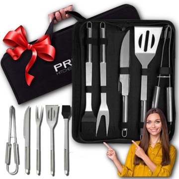 Набор посуды ГРИЛЬ СТОЛОВЫЕ ПРИБОРЫ гриль 5в1 СТАЛЬНОЙ ГРИЛЬ ПОДАРОК ​​+ ЧЕХОЛ