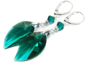 ARSYLION długie kolczyki z elem. Swarovski Emerald