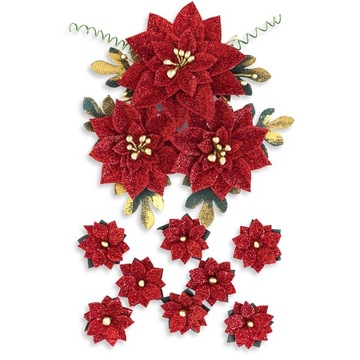POLISENCJA PAPIEROWA Z BROKATEM MIX 11 szt. RED