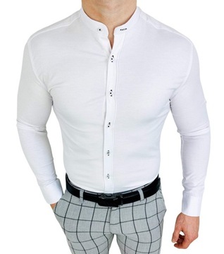 Biala koszula ze stojka slim fit obszycia 1984 - S