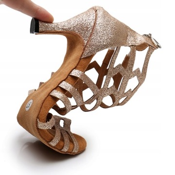 BUTY DO TAŃCA TANECZNE RZYMIANKI BŁYSZCZĄCE 7,5cm