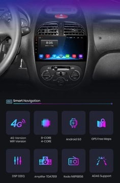 Радио PEUGEOT 206 ANDROID 12 GPS WiFi PL