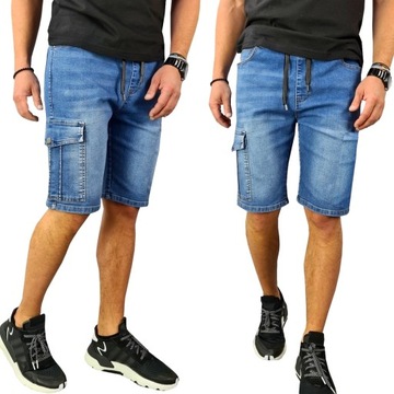 SPODENKI JEANS BOJÓWKI Kieszenie Gumka 047 - M