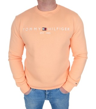 BLUZA TOMMY HILFIGER MĘSKA DUŻE LOGO KLASYCZNA BRZOSKWINIOWA M