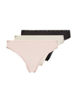 TOMMY HILFIGER BIKINI DAMSKIE 3P MAJTKI BLACK/PINK/IVORY r.S