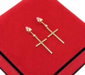 KOLCZYKI ZŁOTE KRZYŻE STAL CHIRURGICZNA 316L