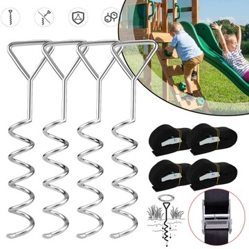 KOTWA GRUNTOWA 4 SZTUKI, DO TRAMPOLINY, HUŚTAWKI, Z 4 REGULOWANYMI PASAMI