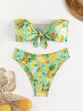 STRÓJ KĄPIELOWY DWUCZĘŚCIOWY BIKINI BANDEAU Z WYSOKIM STANEM SHEIN M