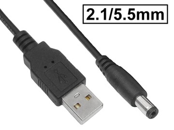 Kabel zasilający USB USB/A-DC 2.1/5.5mm 1.2m