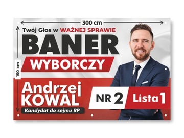 Banery Wyborczy Reklamowy WYBORY 300 x 150 cm