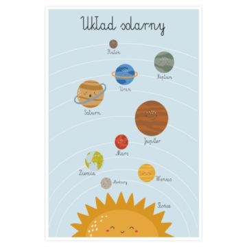 Plakat edukacyjny Układ solarny A3 MONTESSORI
