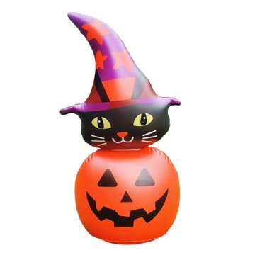 Nadmuchiwana dekoracja na Halloween o wysokości 3,8 stopy, dyniowy kot, ośw