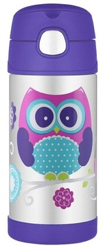 TERMOS TERMICZNY DZIECIĘCY SŁOMKA 355ML SOWA