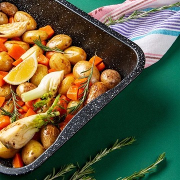 Гранитная сковорода с антипригарным покрытием 34х26х6,5 см.