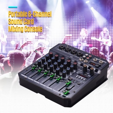 T6 Portable 6-Channel Sound Card Mixing Console