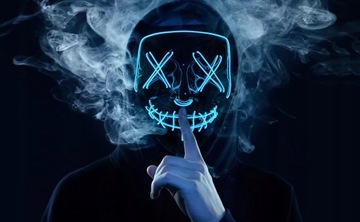 МАСКА ДЛЯ ХЭЛЛОУИНА С ПОДСВЕТКОЙ, СИНИЙ СВЕТОДИОДНЫЙ ВЕЧЕРИНКА