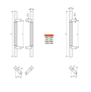 ручка-ручка дверная ручка INOX fi32мм300/500/45