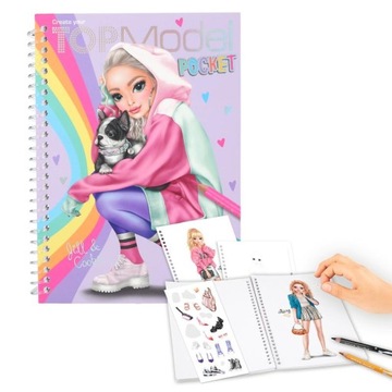 SZKICOWNIK PODRĘCZNY KIESZONKOWY KOLOROWANKA + NAKLEJKI TOP MODEL