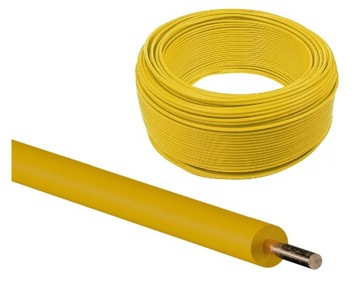 KABEL PRZEWÓD DY 2,5 H07V-U INSTALACYJNY MIEDZIANY DRUT ŻÓŁTY 1M