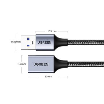 Удлинитель Ugreen USB 3.0 2м Серый (US115)