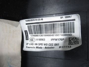 DESKA ROZDĚLOVAČE KONZOLA MERCEDES TŘÍDA A W176 A17668013019 ORIGINÁLNÍ
