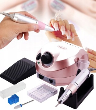 FREZARKA DO PAZNOKCI MANICURE PEDICURE PROFESJONALNA ZESTAW FREZÓW MOC 65W