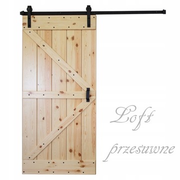 Drzwi loft przesuwne KORNIK retro sosna seczna 90