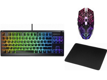 KLAWIATURA PRZEWODOWA SteelSeries Apex 3 TKL US + MYSZKA 7200DPI + PODKŁAD