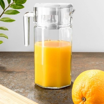 СТЕКЛЯННЫЙ КУВШИН ДЛЯ НАПИТКОВ СОК ЛИМОНАД С КРЫШКОЙ 1,5 Л 139289