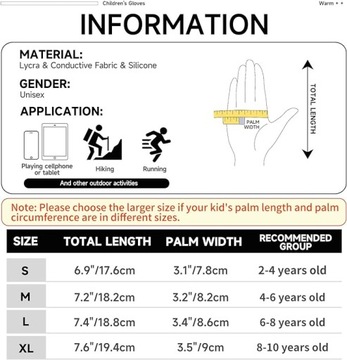 BLUEVER dziecięce rękawiczki outdorowe, sportowe, rowerowe, rozmiar M