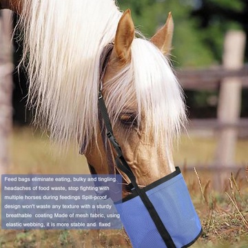 Opakowanie 2 worków na paszę dla koni, wytrzymały elastyczny pasek z PVC, powolne podawanie siana