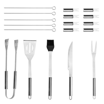 Zestaw do grilla akcesoria przybory do grillowania stal nierdzewna 18el.